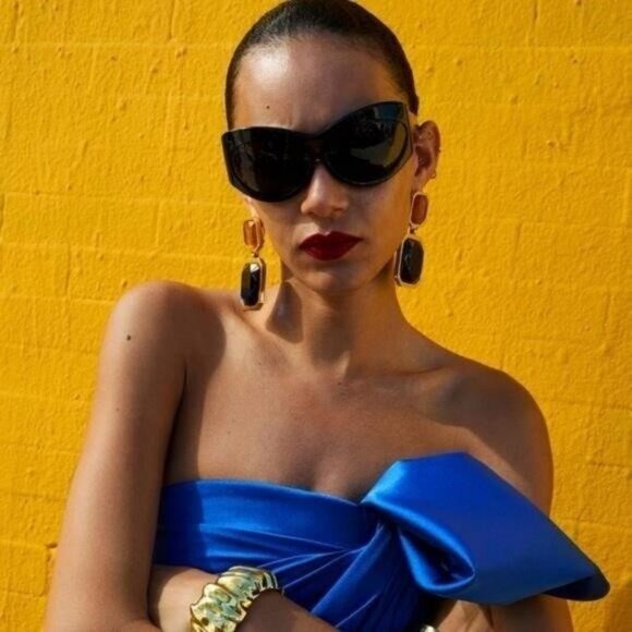 💯 - New Authentic SAINT LAURENT SL73 OVERSIZED BLACK SUNGLASSES - Picture 3 of 13